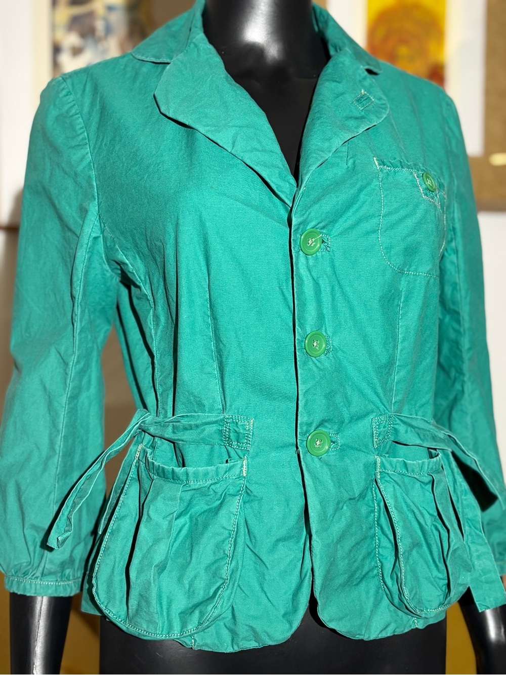 G1 Basic Goods Green Cotton Canvas Utility Blazer Jacket - Size M